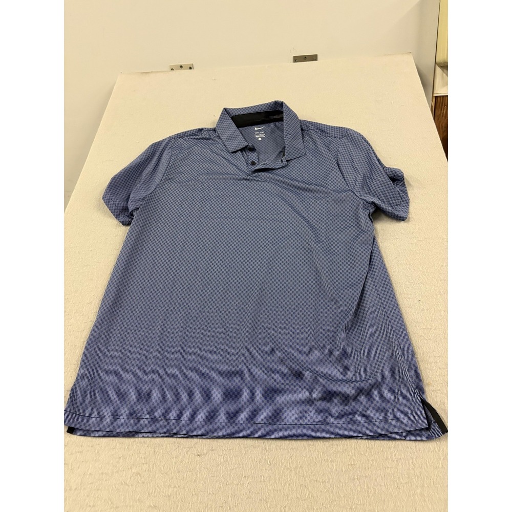 Nike Dri-FIT Polo Shirt‎ Mens XL Blue Geometric Golf Performance Lightweight